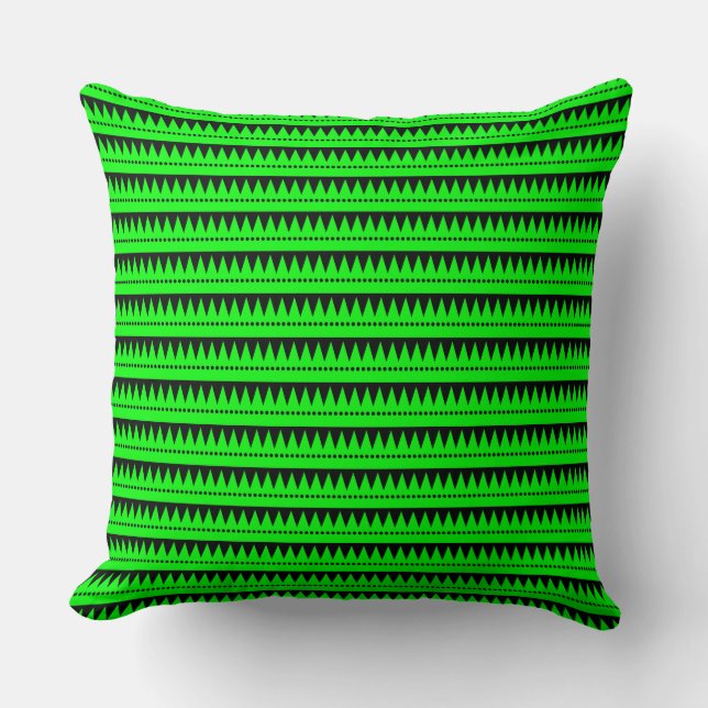Coussin Montagnes Aztèques - Vert avec Noir (Recto)