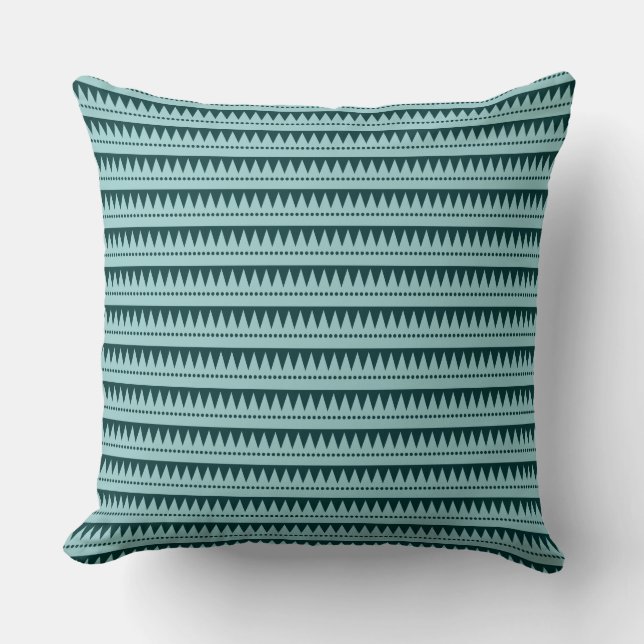 Coussin Montagnes Aztèques - Vert clair sur Vert foncé (Recto)