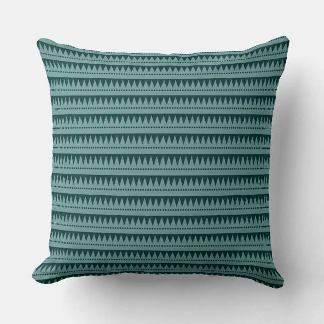 Coussin Montagnes Aztèques - Vert océan sur Vert foncé (Recto)