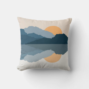 Coussin Montagnes bleues reflétées dans le lac