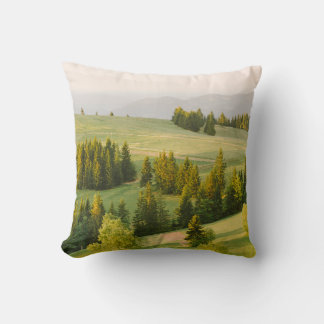 Coussin montagnes d'été herbe verte et ciel bleu