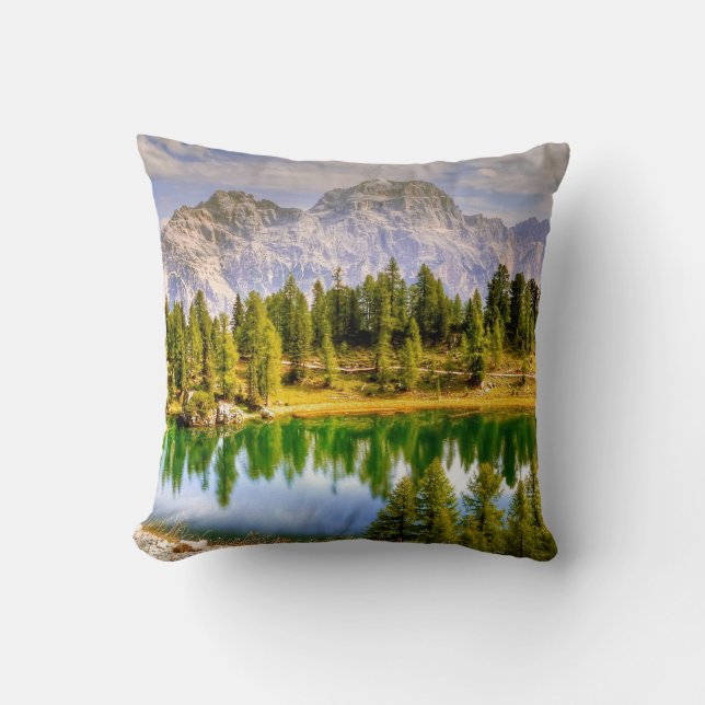 Coussin Montagnes Dolomites et Lac paysage exceptionnel (Recto)