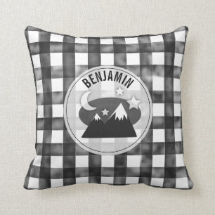 Coussin Montagnes En vichy Noir et Blanc