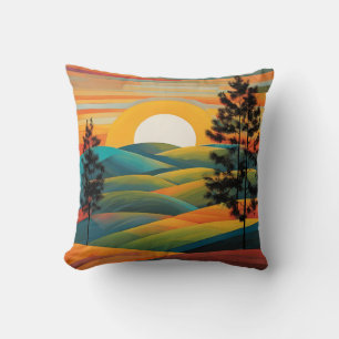 Coussin Montagnes Hills Trees Sunset Sunrise