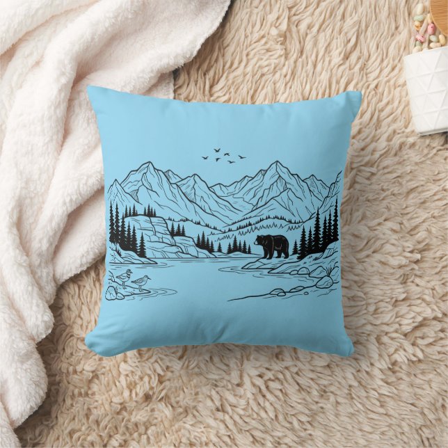 Coussin Montagnes Rocheuses et Ours noir (Couverture)