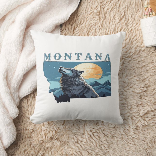 Coussin Montana Outline Wolf and Moon (Couverture)