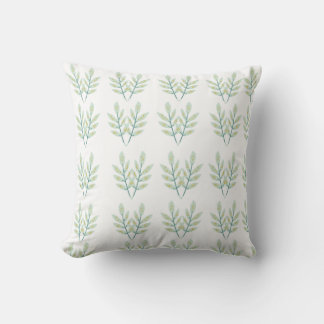 Coussin Montre botanique à feuilles d'eucalyptus vert ment