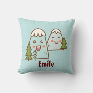 Coussin Monts Kawaii en Neige