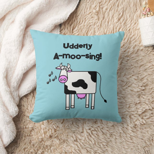 Coussin Moo-chantante chantante moderne Pun de vache conce (Couverture)