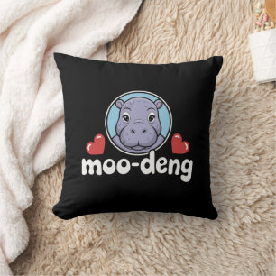 Coussin Moo Deng Bouncy Pig en image thaï bébé hippopotame