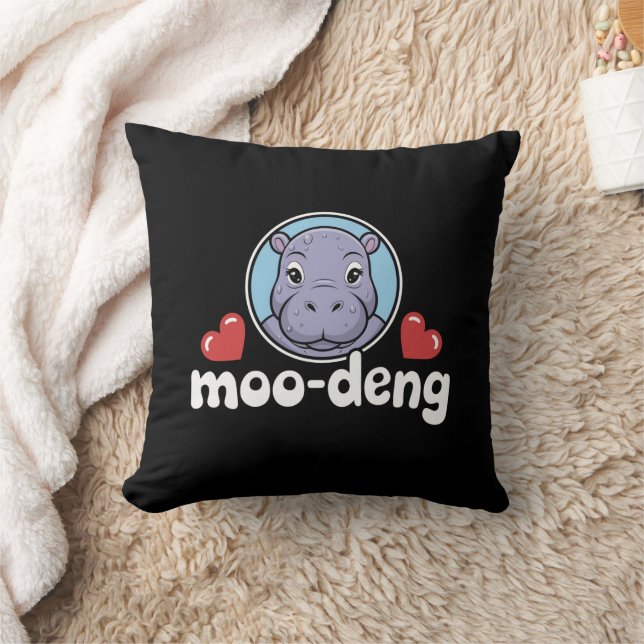 Coussin Moo Deng Bouncy Pig en image thaï bébé hippopotame (Couverture)