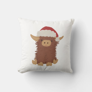 Coussin Moo-ry Noël mignon shaggy Vache des Highlands Père