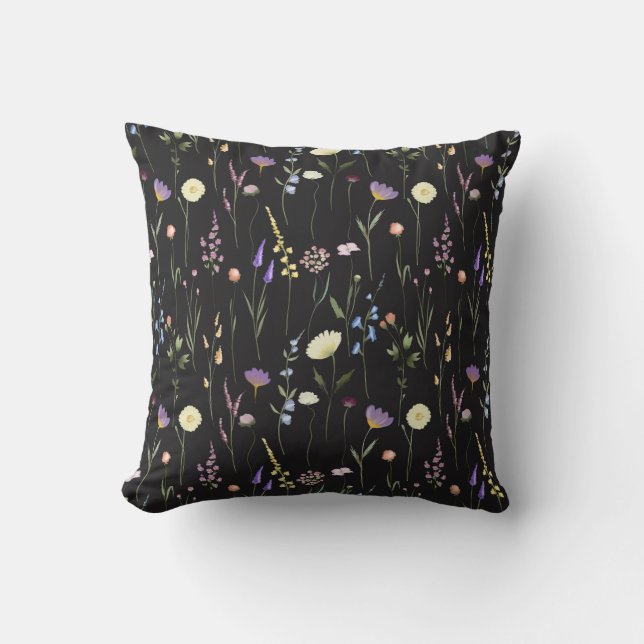 Coussin Moody Fleur sauvage Black Floral (Recto)