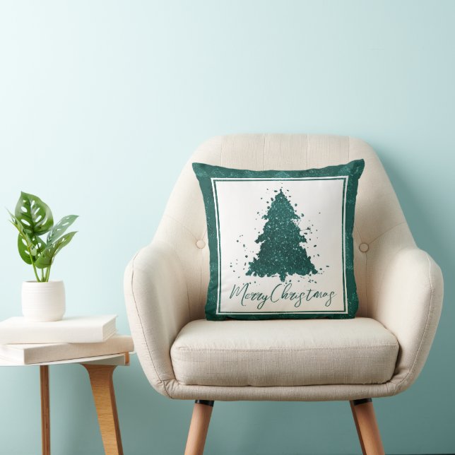 Coussin Moody Joyeux Noël | Arbre Turquoise foncé de minui (Chaise)