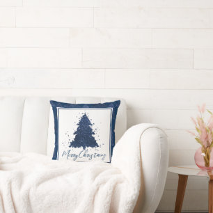 Coussin Moody Joyeux Noël   Classy Dark Navy Blue Tree