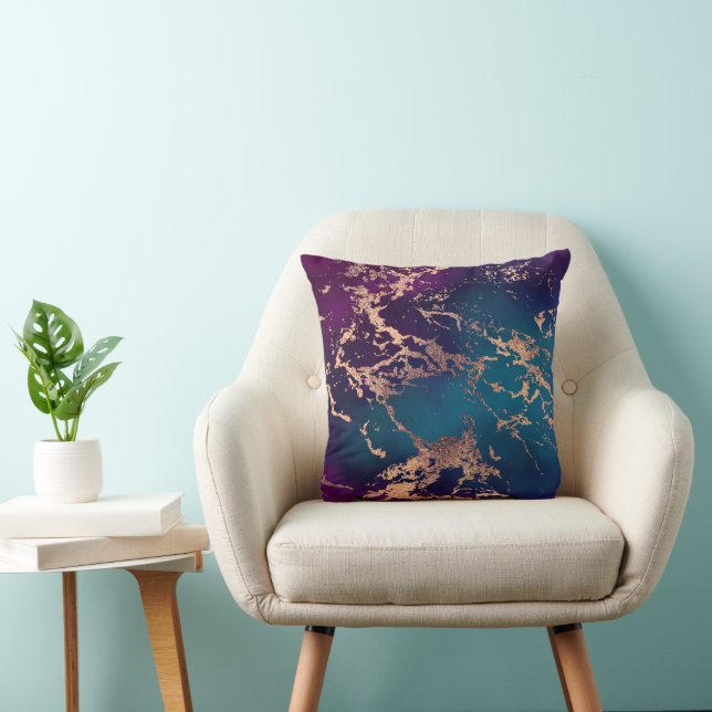 Coussin Moody Luxe Marble | Profond violet et Turquoise or (Chaise)