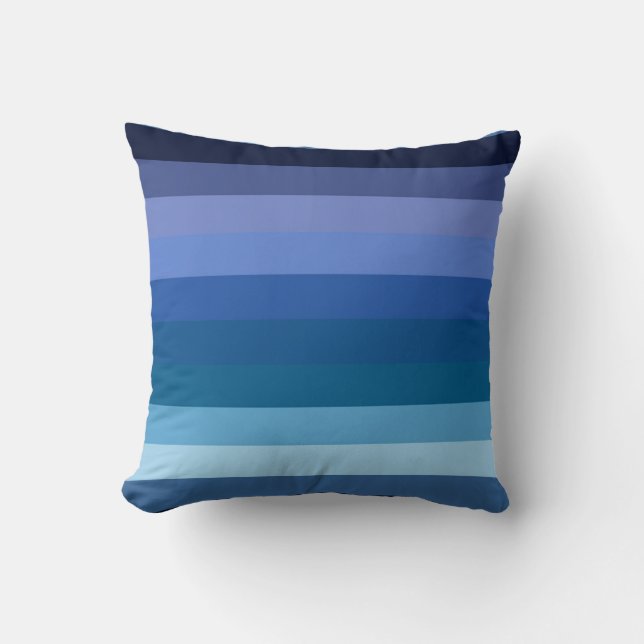 Coussin Moody Midnight Ocean Blue Gradient Stripe Pattern (Recto)
