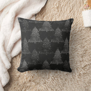 Coussin Moody Tree Motif   Noël noir argenté Onyx