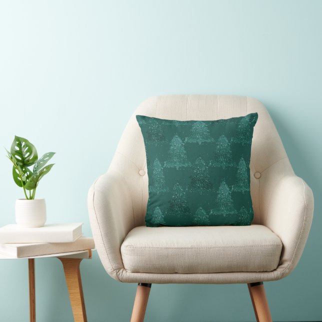 Coussin Moody Tree Motif | Noël Turquoise de minuit foncé (Chaise)