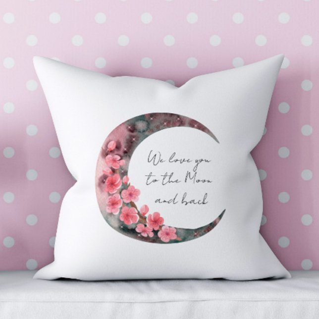 Coussin Moon Spring Flower Girl Boho Nursery (Créateur téléchargé)