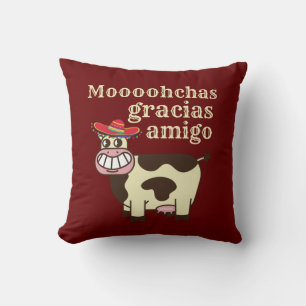 Coussin MOOOHCHAS GRACIAS AMIGO drôle cinco de mayo vache