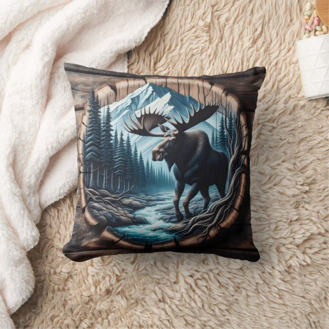 Coussin Moose majestueuse par ruisseau dans Paysage de mon (Couverture)