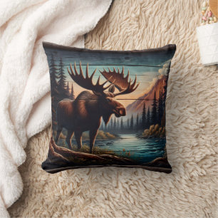 Coussin Moose majestueuse par Tranquil Mountain Stream