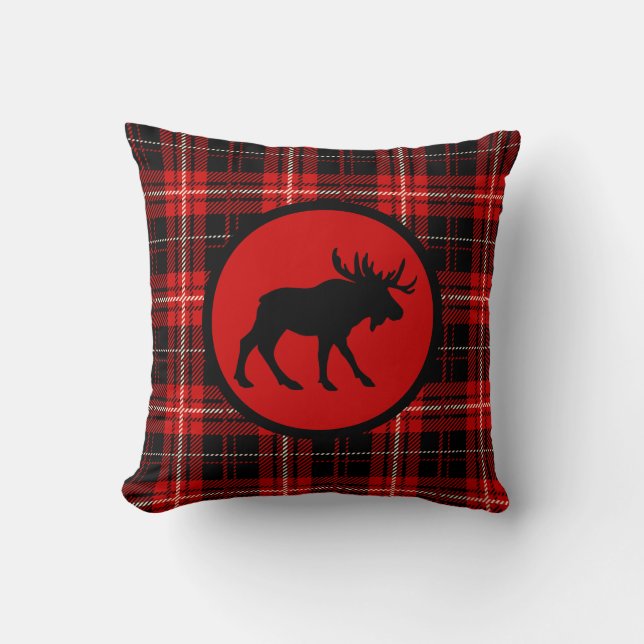 Coussin Moose Rouge Woodside Imprimer (Recto)