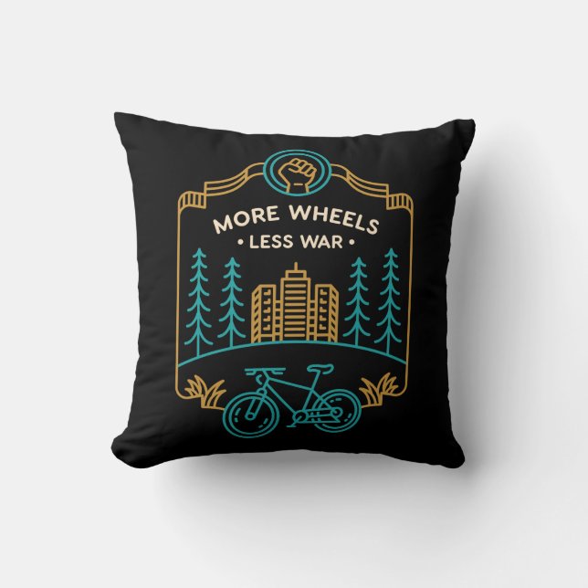 Coussin More Wheels Less War 1 (Recto)