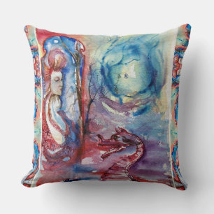 Coussin MORGANA / Magie et mystère, Imaginaire bleu rose