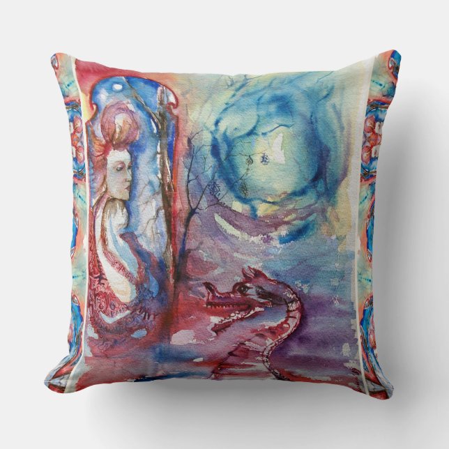 Coussin MORGANA / Magie et mystère, Imaginaire bleu rose (Recto)