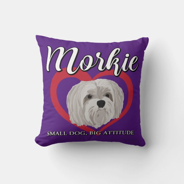 Coussin Morkie - Petit chien, grande attitude - 3 (Recto)