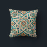 Coussin Moroccan Mosaic Pattern<br><div class="desc">Transport yourself to sun-drenched Mediterranean courtyards with this exquisite Moroccan-inspired tile pattern that radiates timeless elegance and vibrant energy. Intricate geometric stars,  floral medallions,  and swirling arabesques interlock in rich turquoise,  deep teal,  warm terracotta red,  and creamy ivory,  with subtle distressed textures evoking authentic zellige craftsmanship.</div>