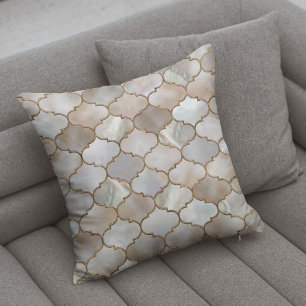 Coussin Moroccan trellis Pearl and Gold