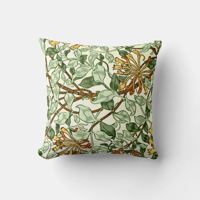 Coussin Morris - Honeysuckie vert et or (Recto)