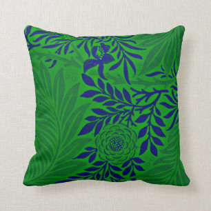 Coussin Morris - Larkspur en vert et bleu vibrant