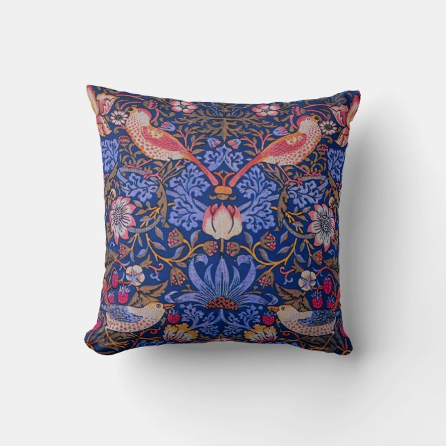 Coussin Morris Voleur de Fraises Art Lavande Rose Pourpre (Recto)
