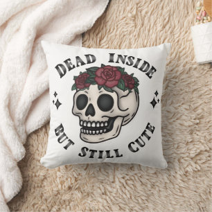 Coussin Mort À L'Intérieur Mais Encore Mignonne Crâne Flor