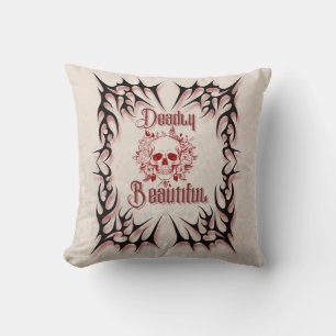 Coussin Mortel Beau - Gothique Crâne Floral