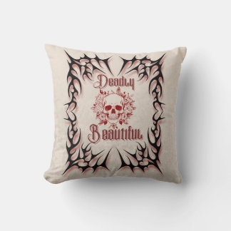 Coussin Mortel Beau - Gothique Crâne Floral