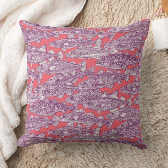 Coussin Morue de l'Atlantique rose pourpre rose (Couverture)