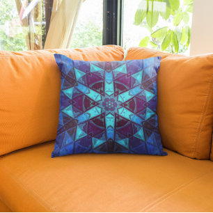 Coussin Mosaic Kaleidoscope Fleur bleu et violet