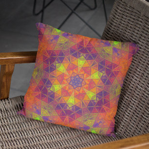 Coussin Mosaic Kaleidoscope Fleur orange violet vert