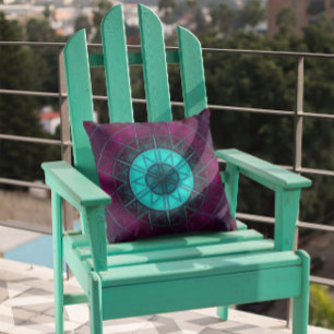 Coussin Mosaic Mandala Flower bleu et violet