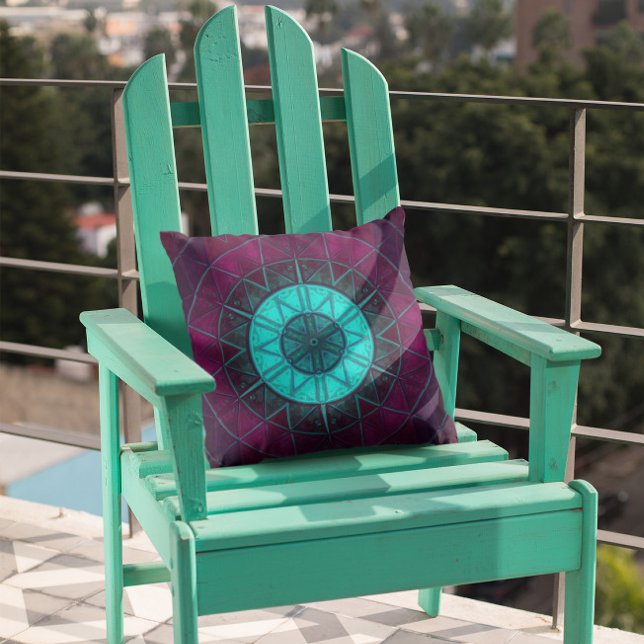 Coussin Mosaic Mandala Flower bleu et violet (Créateur téléchargé)