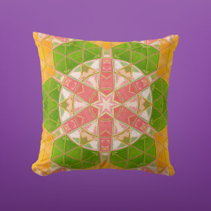 Coussin Mosaic Mandala Orange vert et rose