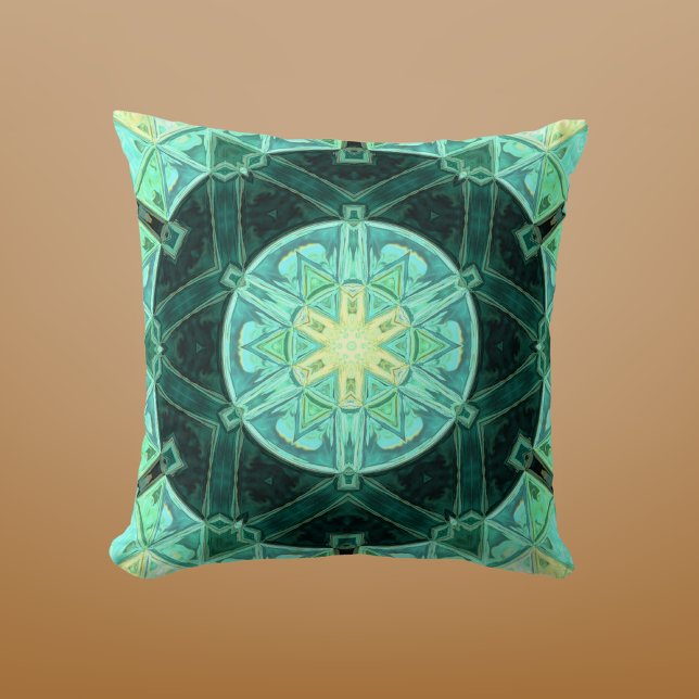 Coussin Mosaic Mandala Turquoise et jaune (Créateur téléchargé)