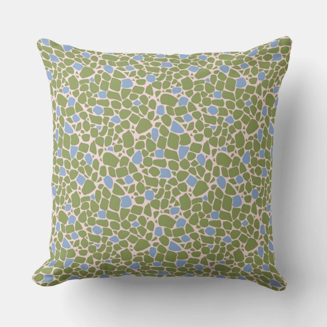 Coussin Mosaic small abstract pattern tiles green sky blue (Recto)
