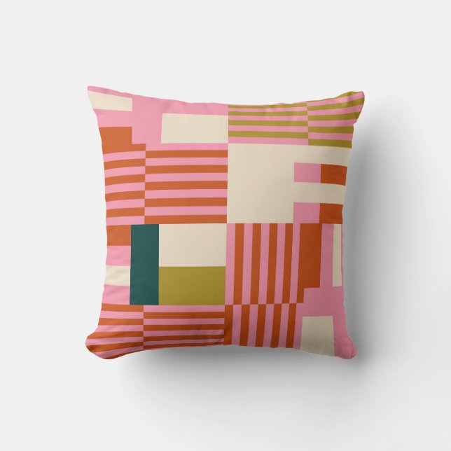 Coussin Mosaïque Abstraite géométrique rétro (Recto)