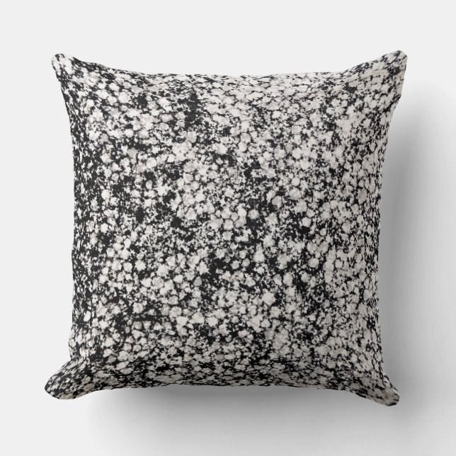 Coussin Mosaïque Abstraite Gris Chaud Noir Blanc Speckled (Recto)
